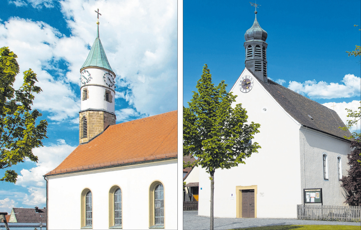 Die katholische Kirche Heilige Dreifaltigkeit in Freihung (links) und die evangelische Kirche St. Katharina in Thansüß (rechts) sind die Simultankirchen des Jahres.