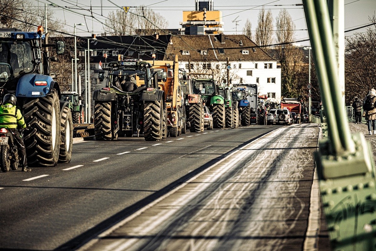 Bauern fahren mit Traktoren zu einer Protestveranstaltung. (Foto: gem)