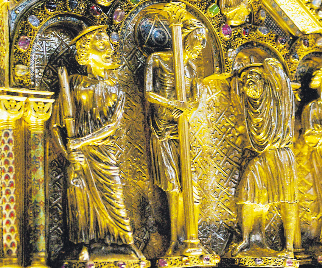 Geißelungsszene auf dem Dreikönigsschrein: Die Schergen, die Christus quälen, sind als Juden dargestellt. (Foto: Boecker)