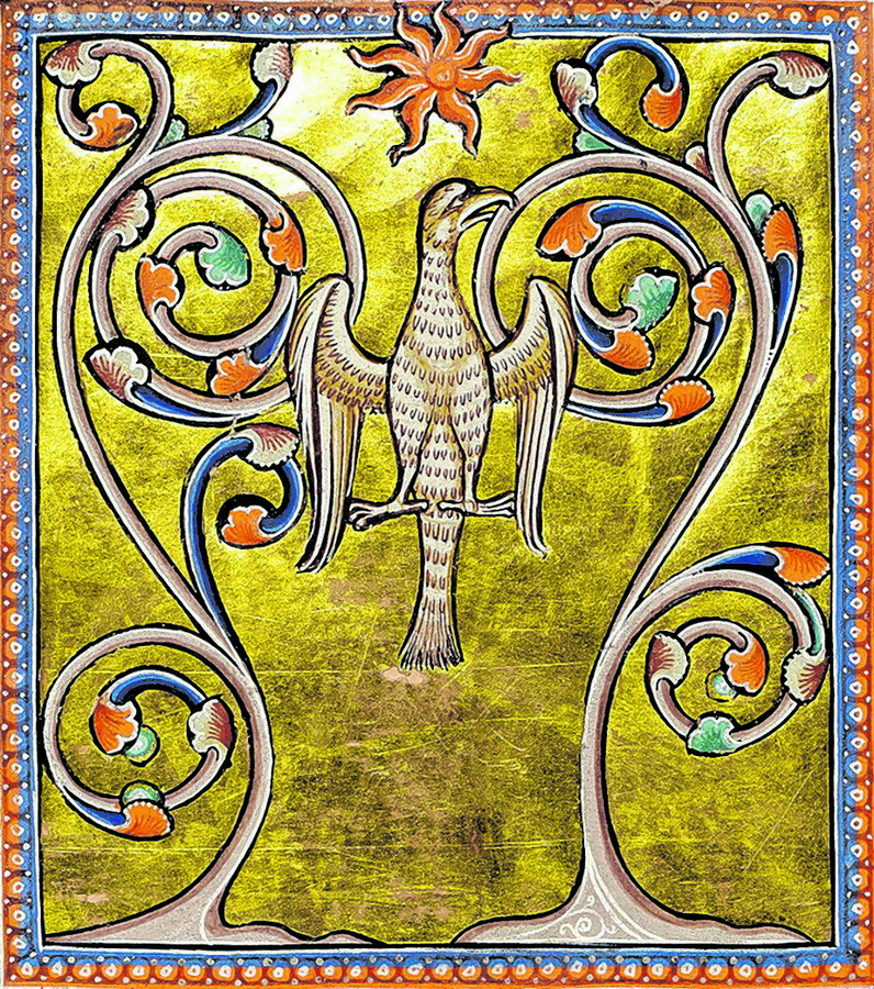 Das antike Fabelwesen, der Phönix, erwacht aus seiner Asche zu neuem Leben. In mittelalterlichen "Bestiarien", hier eines aus Aberdeen, wird er deshalb in ein Christussymbol umgedeutet. (Foto: gem)