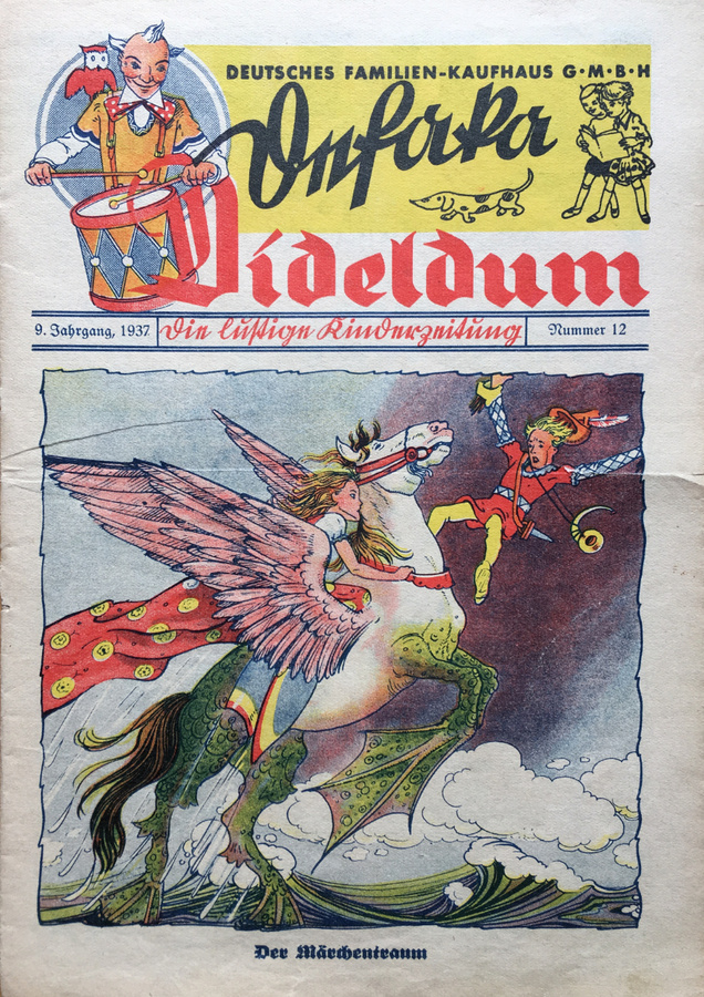 Das Cover des Kindermagazins: Auf dem Titel war neben dem Heft-Logo, das Waffenschmieds Alter Ego „Onkel Dideldum“ zeigt, Platz für Aufdrucke von Warenhäusern oder Einzelhändlern. (Repro: Fels)
