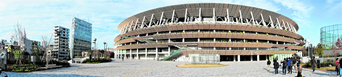 Das neue Nationalstadion in Tokio. Hier sollen bei den Olympischen Sommerspielen 2020 Leichtathletik-Wettbewerbe und Fußballspiele stattfinden. (Foto: Drouve)