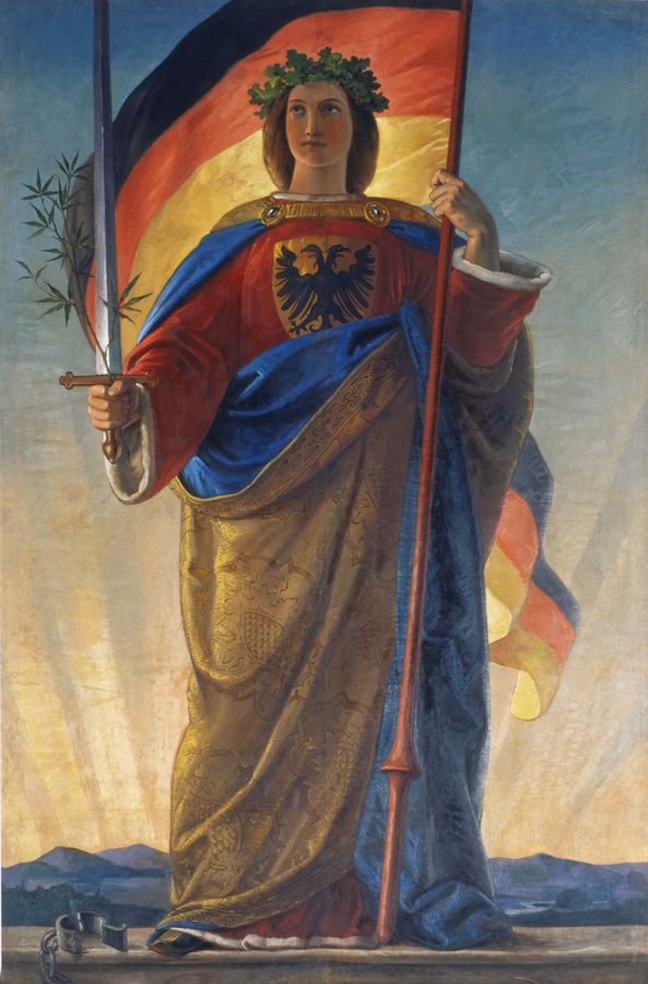 Die Germania, das personifizierte Deutschland, auf einem Gemälde von 1848. Es hing in der Frankfurter Nationalversammlung. (Foto: gem)