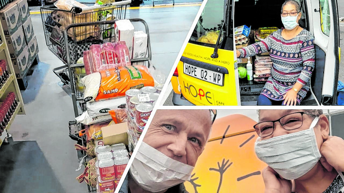 Die vom deutschen Pfarrer Stefan Hippler gegründete Hilfsorganisation „Hope Cape Town“ versorgt hunderte Kinder in der Corona-Krise mit Lebensmitteln und Hygieneartikeln. Hippler (kleines Bild, links) lebt seit 1997 im südafrikanischen Kapstadt.  (Fotos: Hope Cape Town)