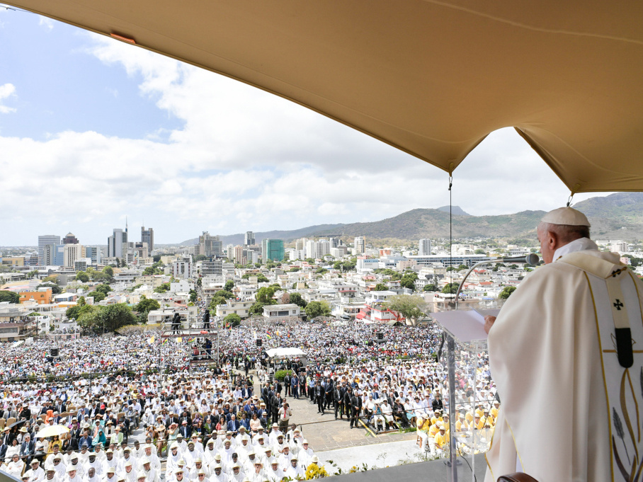 Messe mit Papst Franziskus am Wallfahrtsort Maria, Königin des Friedens, am 9. September 2019 in Port Louis/Mauritius. (Foto: KNA)