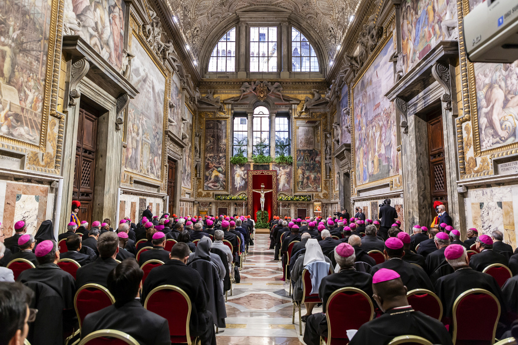 Gottesdienst mit Papst Franziskus, Bischöfen, Kardinälen und Ordensleuten am 23. Februar 2019 im Sala Regia im Vatikan. (Foto: KNA)